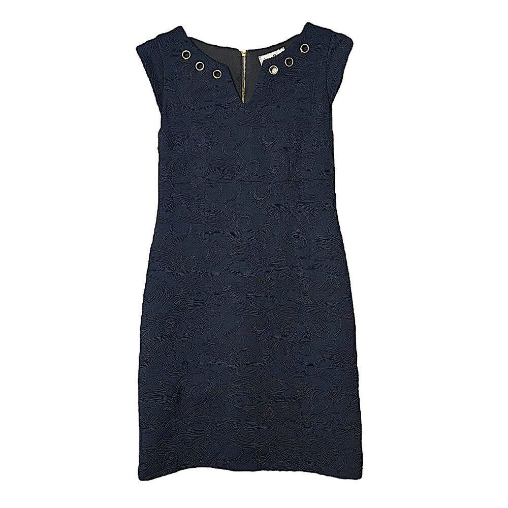 JOSEPH Ribkoff Black Gold Dress Cap Sleeve Women 12